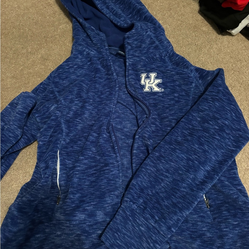 Blue Hooded Zip-Up Jacket with UK Logo